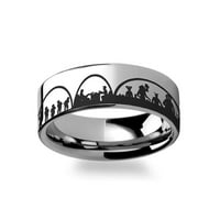 Thorsten Star Wars Force Awakens Jakku Luke Skywalker Rey Kylo Ren Ring Inside Engraved Flat Tungsten Ring 8mm Wide Wedding Band Custom Inside Engraved Personalized from Roy Rose Jewelry